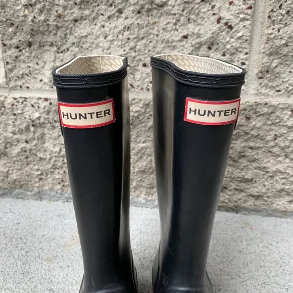 HUNTER Original Rain Boots US 2 EU 32 Big Kids Black High Gum Boot Rubber - Picture 8 of 15